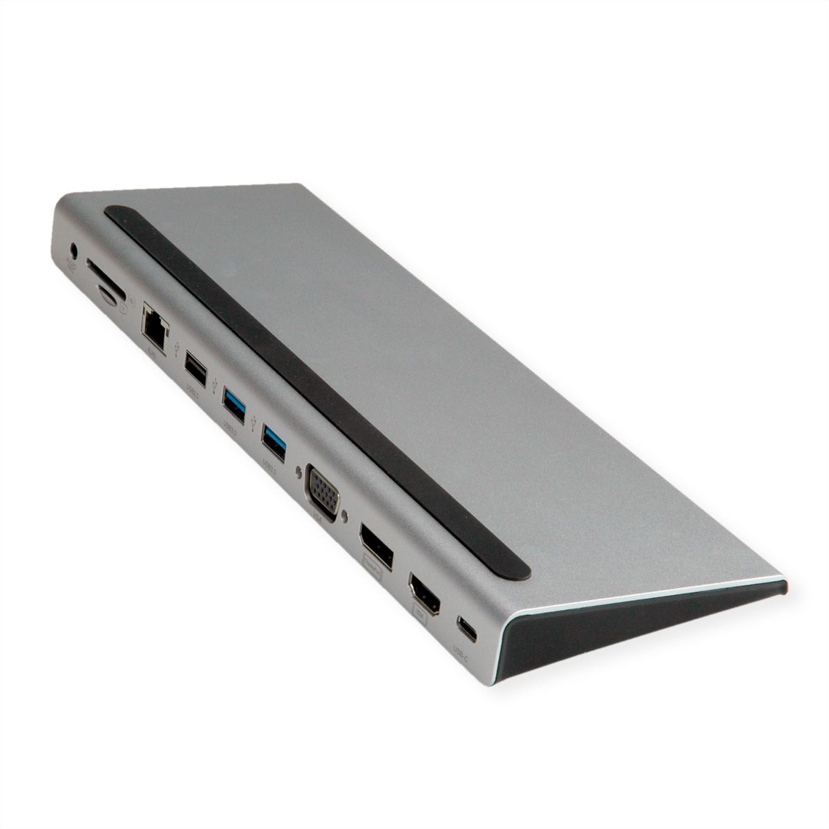 VALUE Station d‘accueil USB-C multiports, 4K HDMI/DP, VGA, USB, Card Reader, PD, Gigabit Ethernet, Audio