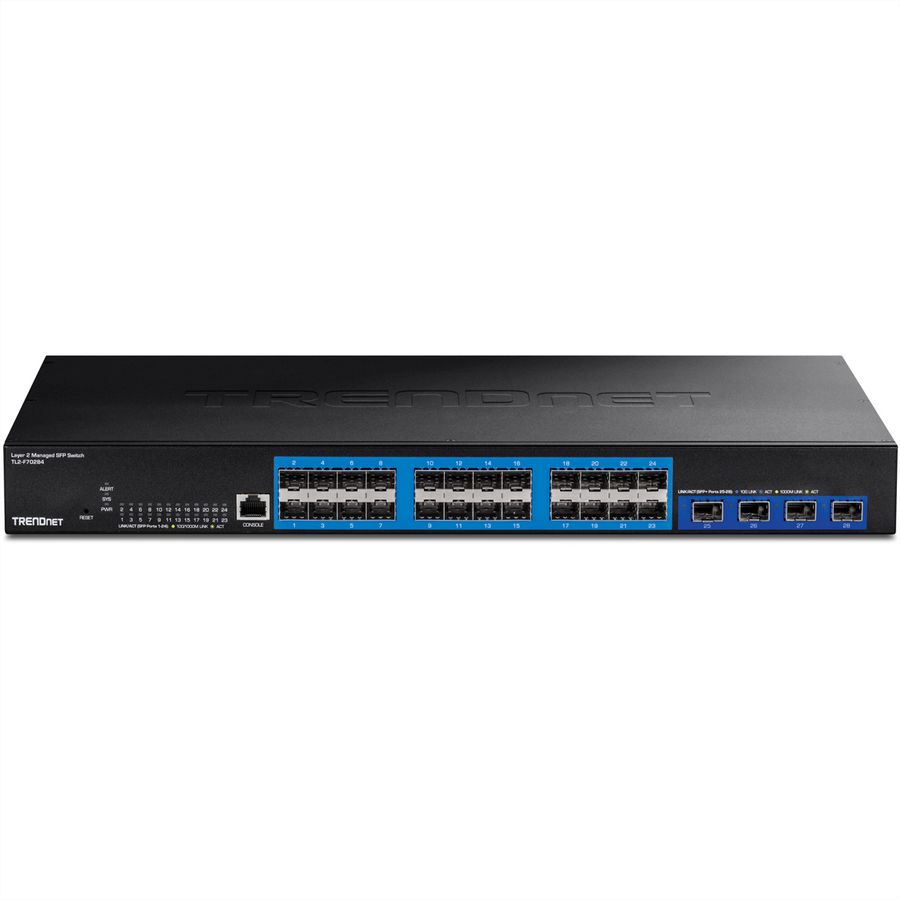 TRENDnet  TL2-F70284 Switch SFP de couche 2 administrable à 28 ports,  avec ports SFP+ 10G