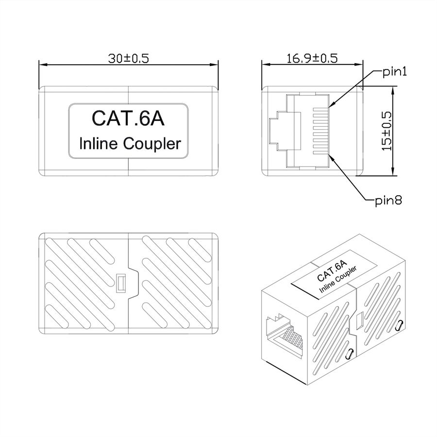 ROLINE Coupleur RJ-45 non blindé, Cat.6A/Classe EA, blanc