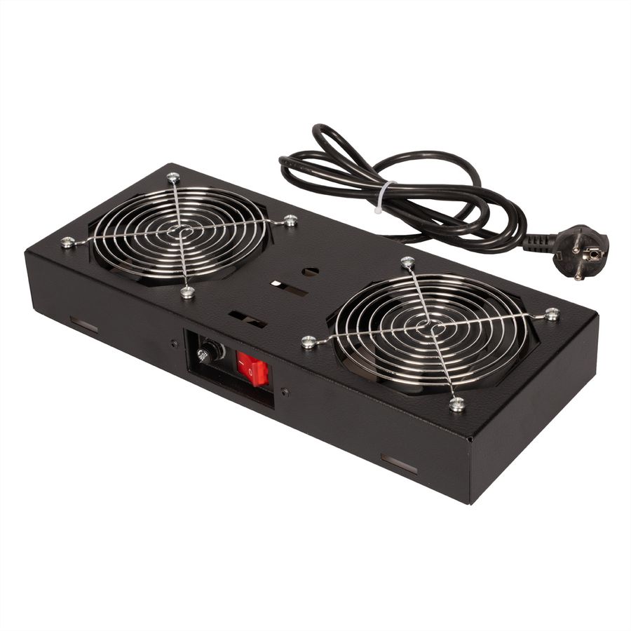 ROLINE 19" Unité de ventilation, 2 ventilateurs, pour boîtier mural, noir