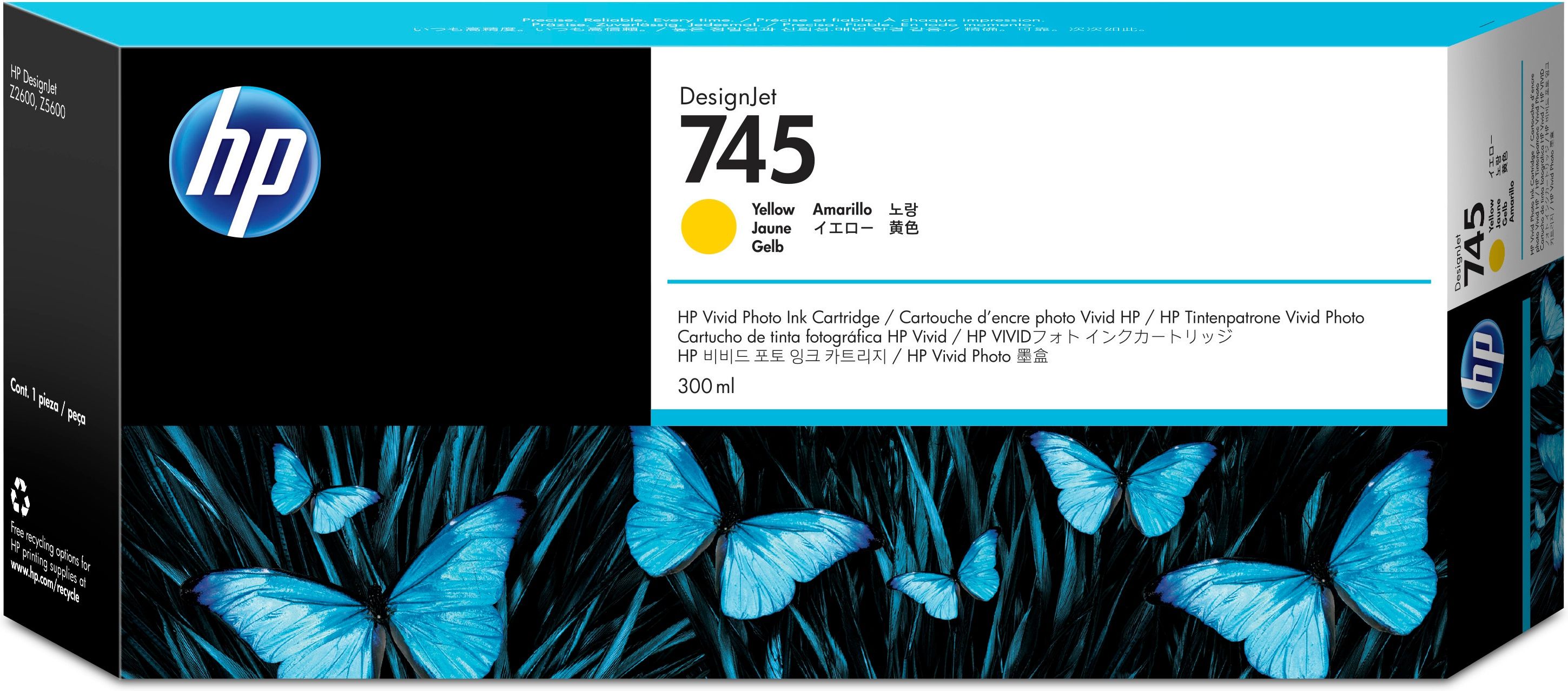 HP Cartouche d'encre DesignJet 745 jaune, 300 ml