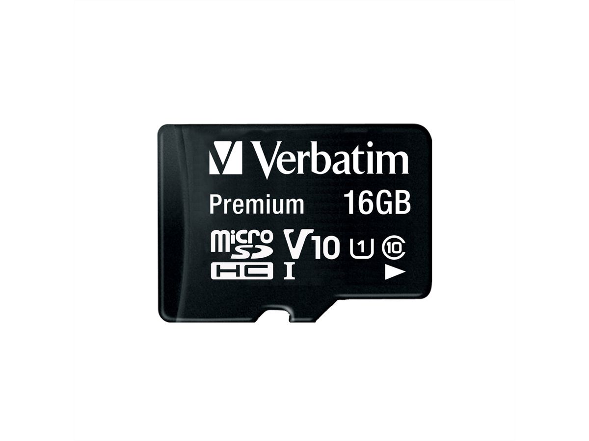 VERBATIM Micro SDHC 16 Go, Classe 10 avec adaptateur