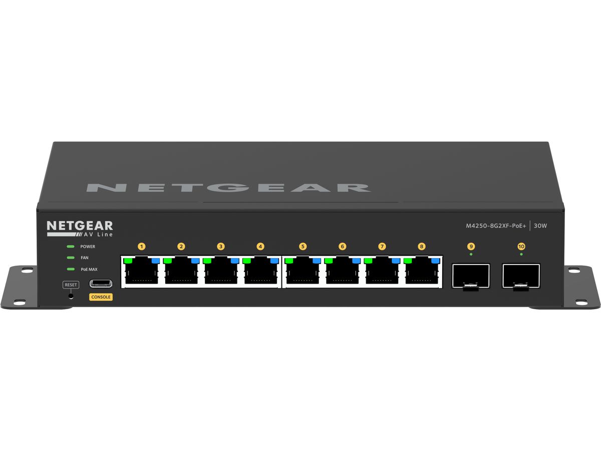 NETGEAR GSM4210PX-100EUS commutateur réseau Géré L2/L3 Gigabit Ethernet (10/100/1000) Connexion Ethernet, supportant l'alimentation via ce port (PoE) Noir
