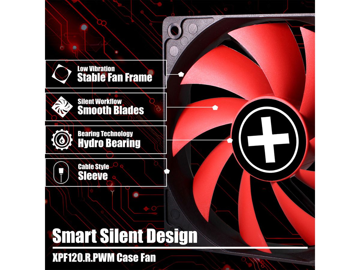 Xilence XPF120.R.PWM 120mm PWM Ventilateur de boîtier, 4PIN