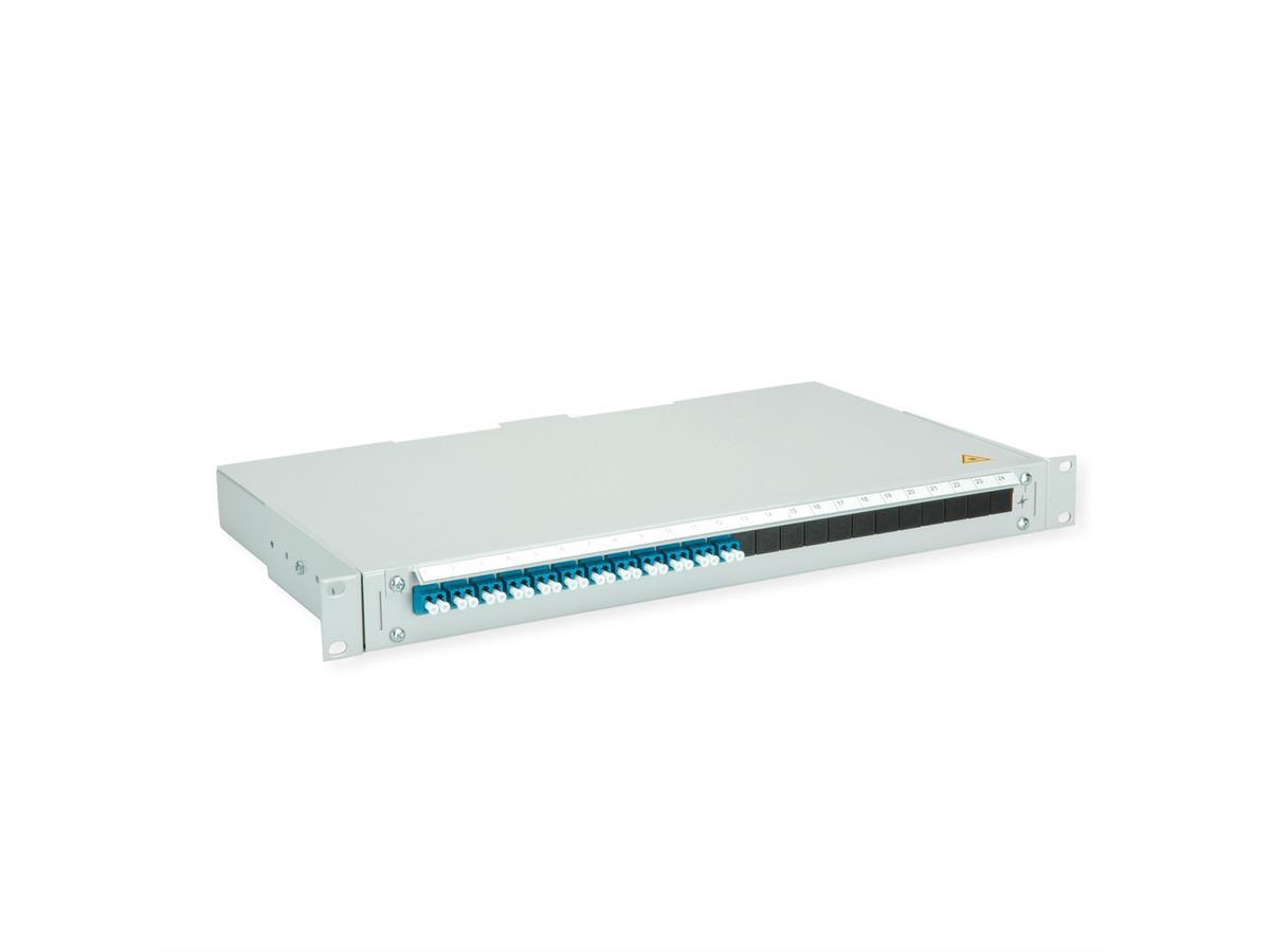 TELEGÄRTNER BASIS V Panneau FO avec coupleurs, 12x LC Duplex, bleu, OS2