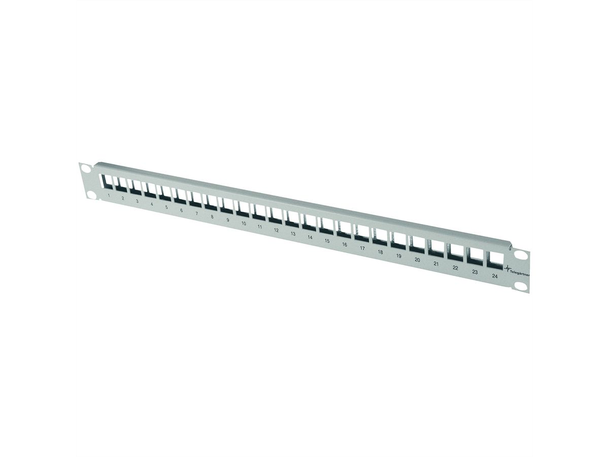 TELEGÄRTNER Panneau avant 19" 1 HE, sans borne de mise à la terre., pour panneau 24x RJ45, vide