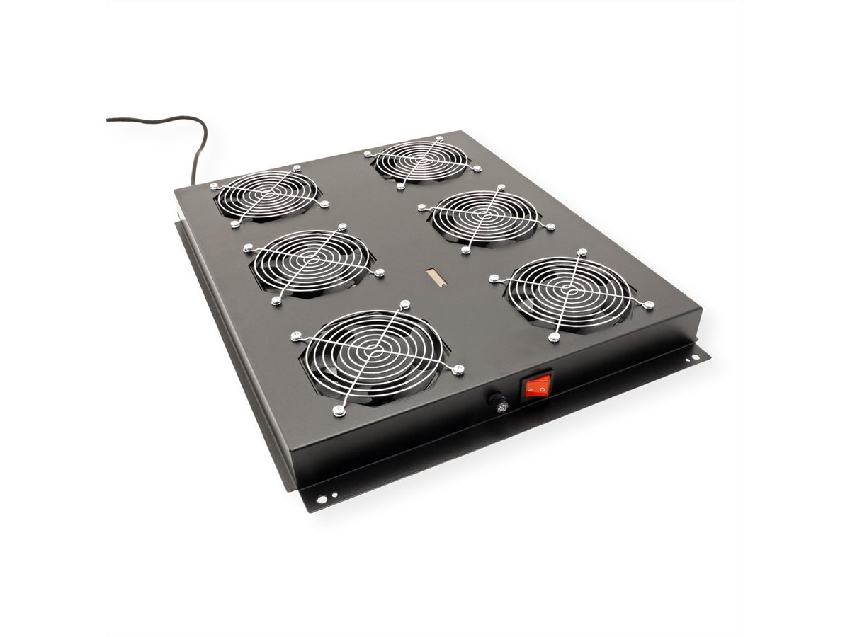 ROLINE 19" Unité de ventilation de toit, 6 ventilateurs, ON/OFF, pour baie serveur par serie, noir