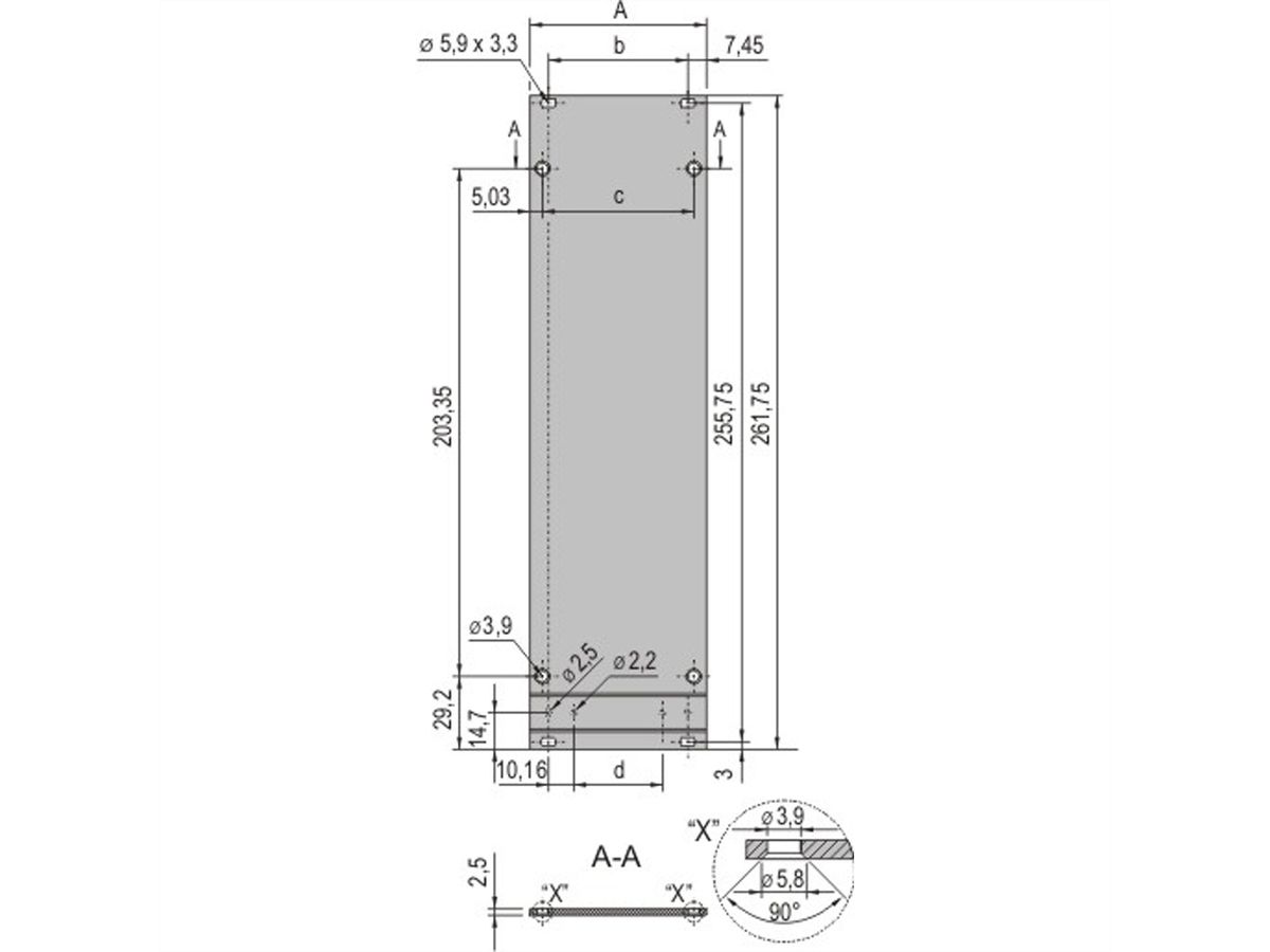 SCHROFF Unité enfichable de type cadre, face avant, non blindée, 6 U, 8 HP, 2,5 mm, alu, face avant anodisée, face arrière conductrice
