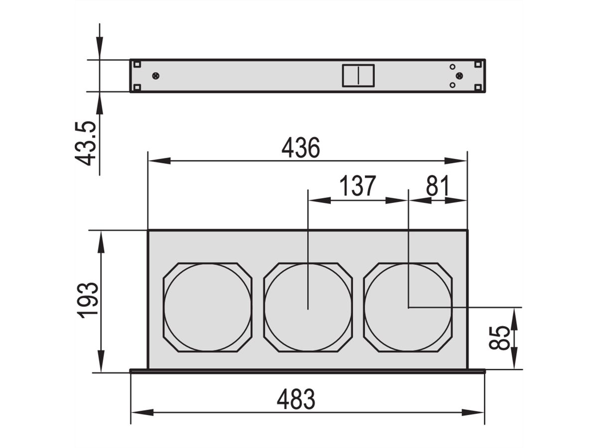 Unité de ventilation 19" SCHROFF, 1 U, avec interrupteur frontal, 3 ventilateurs, 115 VAC