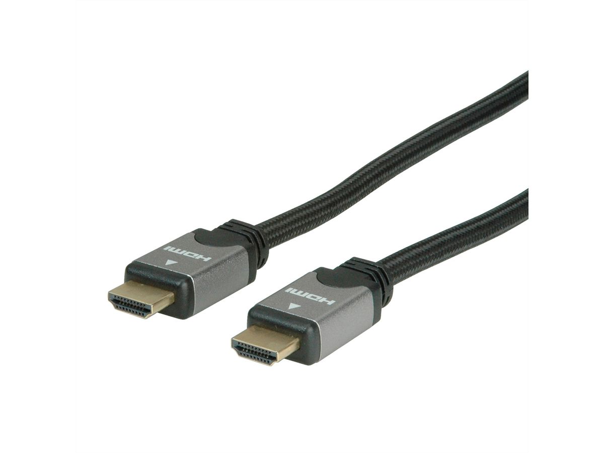 ROLINE Câble HDMI High Speed avec Ethernet, noir/argent, 1,5 m