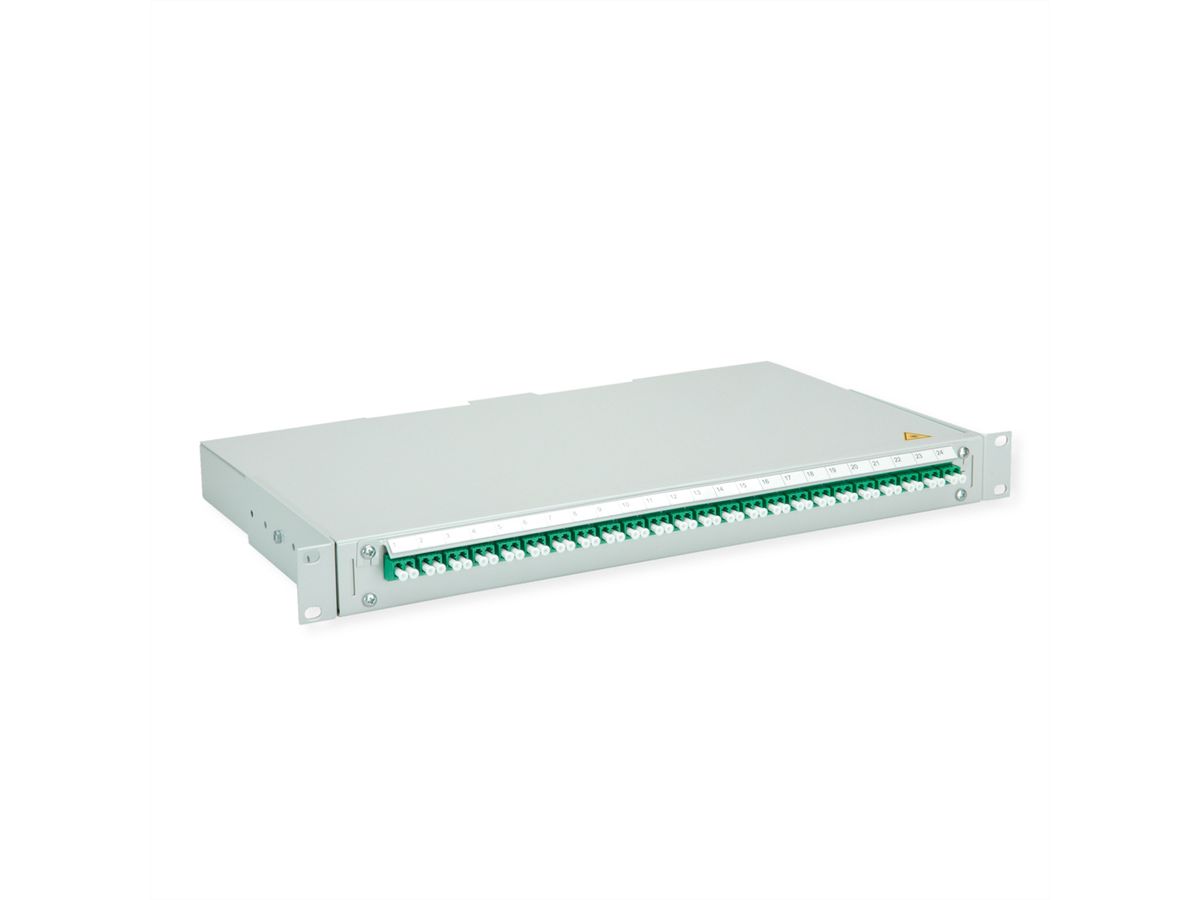 TELEGÄRTNER BASIS V Panneau fibre optique avec coupleurs & Pigtails , 24x LC Duplex, vert, OS2 APC