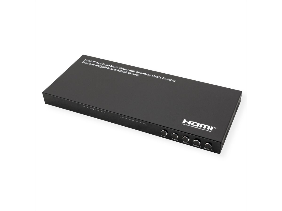 VALUE Switch matriciel HDMI 4x2 QUAD multi vues, commutation sans rupture