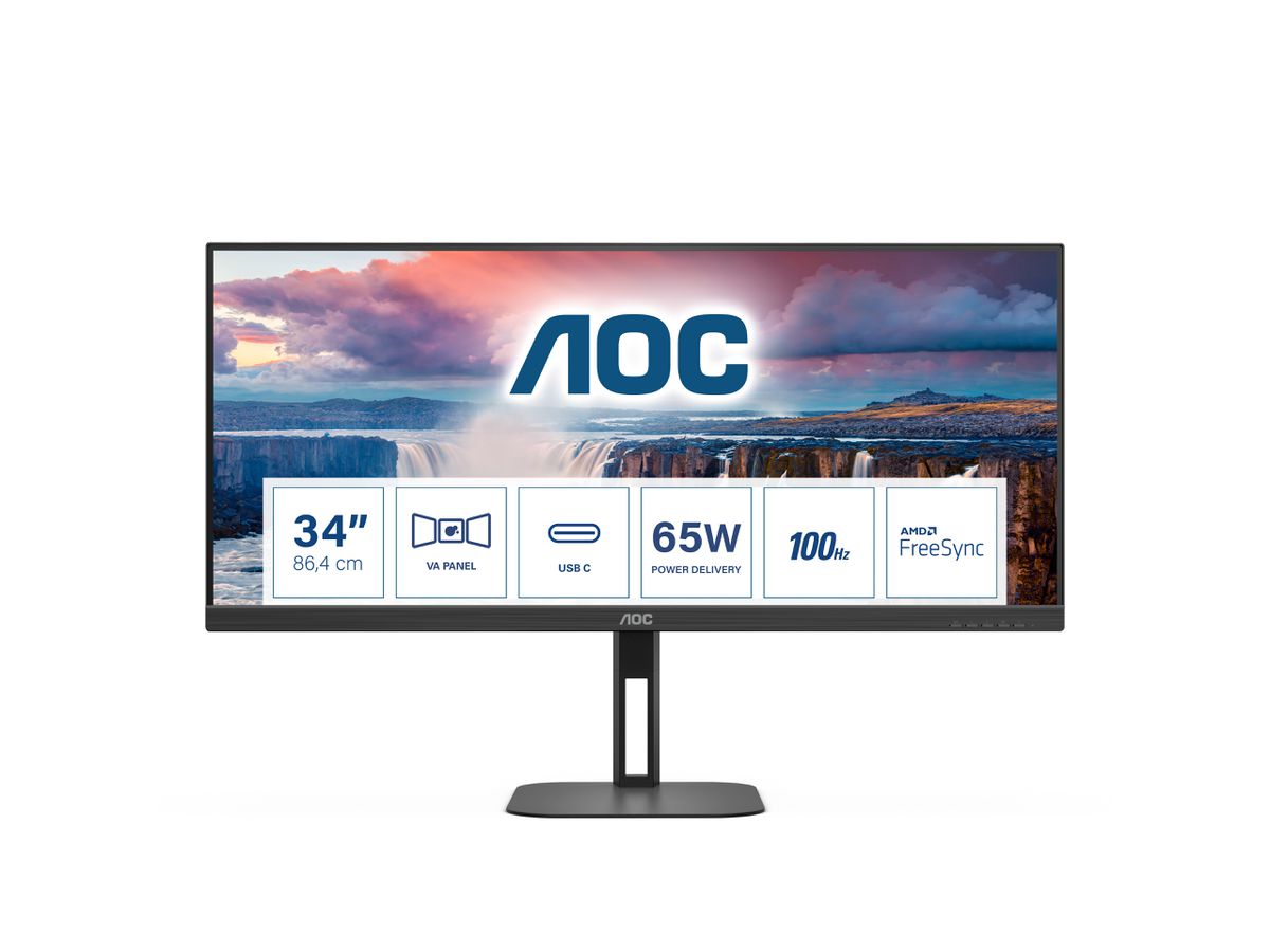 AOC V5 U34V5C/BK écran plat de PC 86,4 cm (34") 3440 x 1440 pixels UltraWide Quad HD LCD Noir