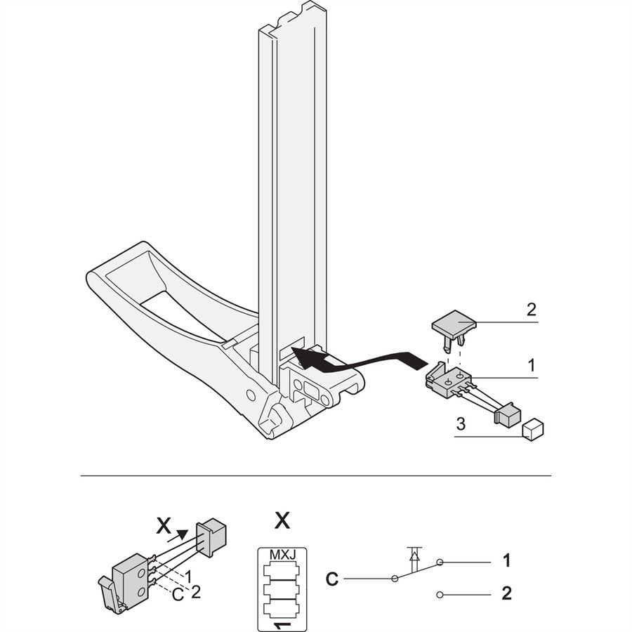 SCHROFF Plug-In Unit Microswitch pour poignée XL avec câble et fiche