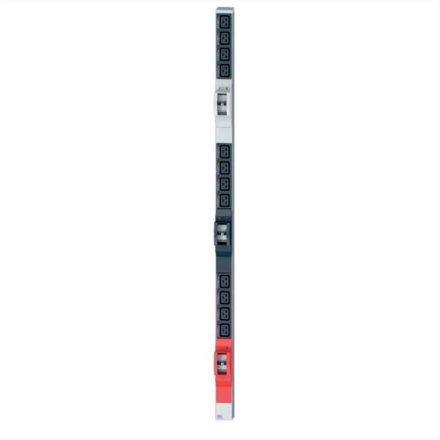 BACHMANN IT PDU ALU 1U 12xC19 6x interrupteur de protection de ligne CEE 3L+N+PE 32A rouge