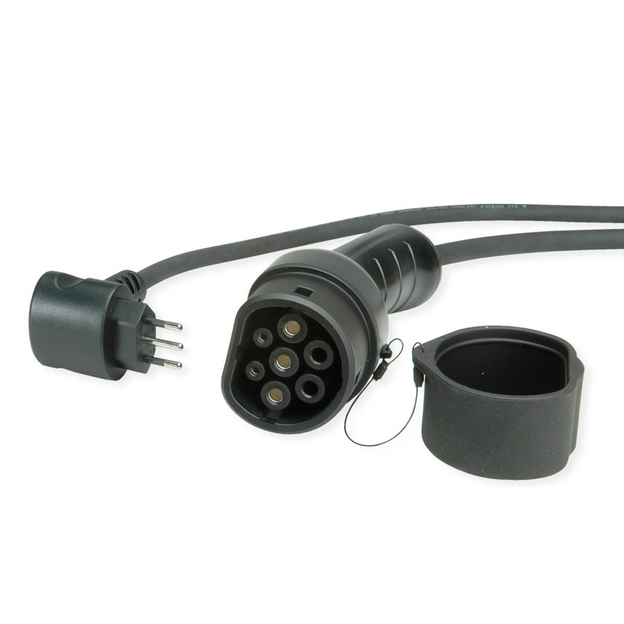 ROLINE Câble portable de recharge VE CEE7/7 - Type2, 1 phase, 250VAC (1P+N+E), 32 A, 7,4 kW, 3 m