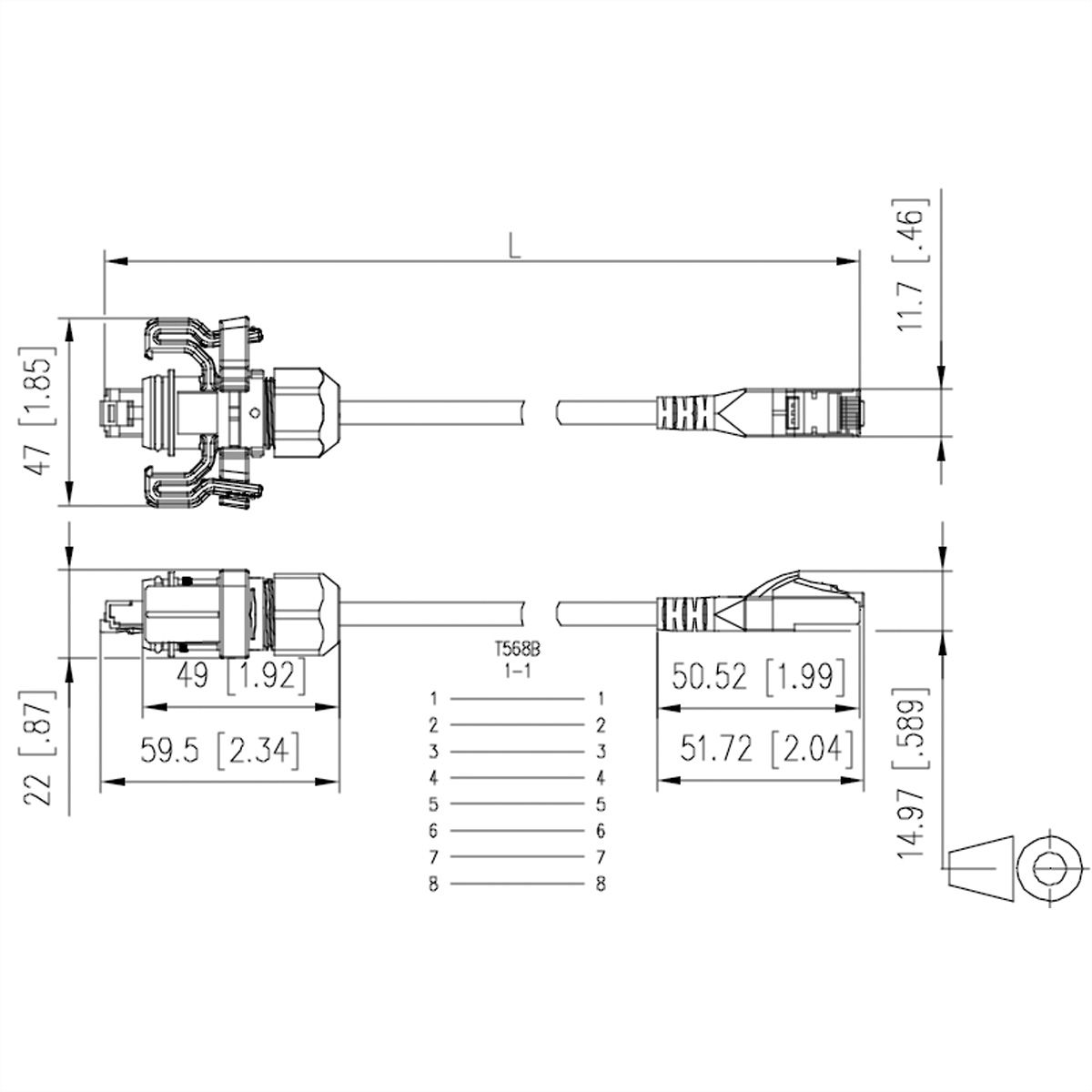 METZ CONNECT E-DAT Industry cordon de brassage IP67 - RJ45, 10 m
