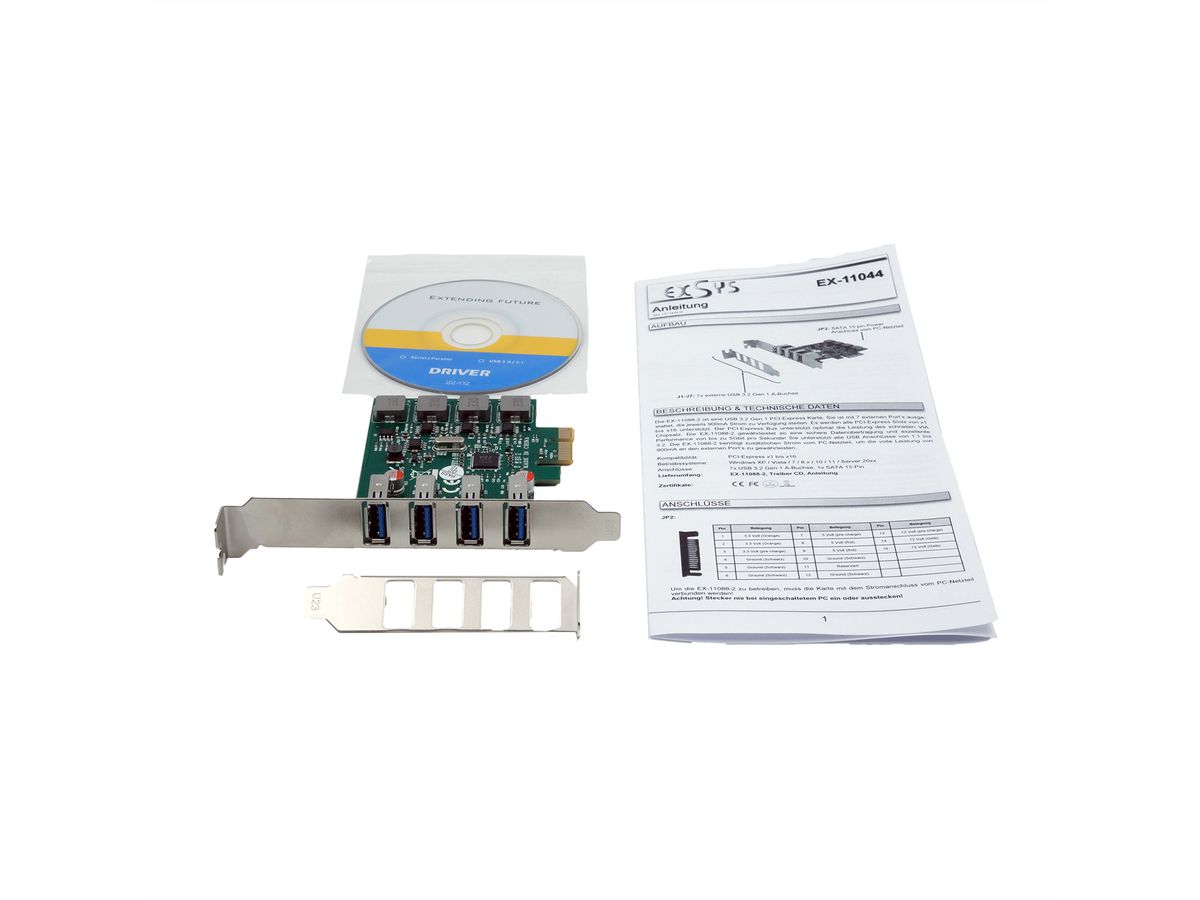 EXSYS EX-11044 Carte PCIe 4 ports USB 3.2 Gen 1