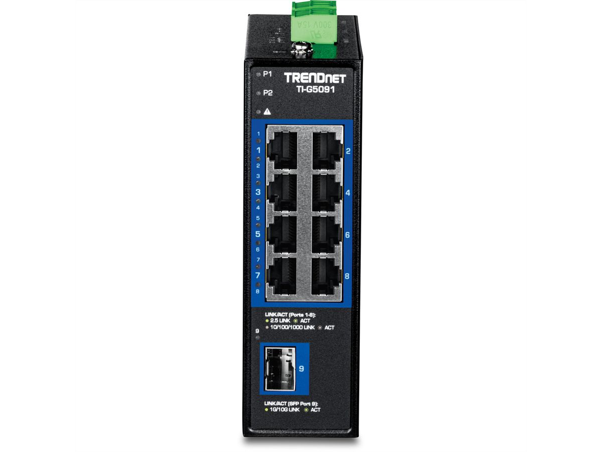 TRENDnet TI-G5091 Switch Rail DIN industriel 2,5G à 9 ports avec port SFP+ 10G