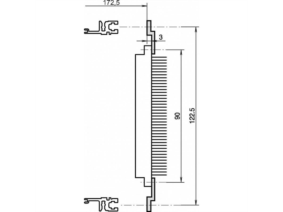 Rail en Z pour connecteur, EN 60603-2, 40 HP