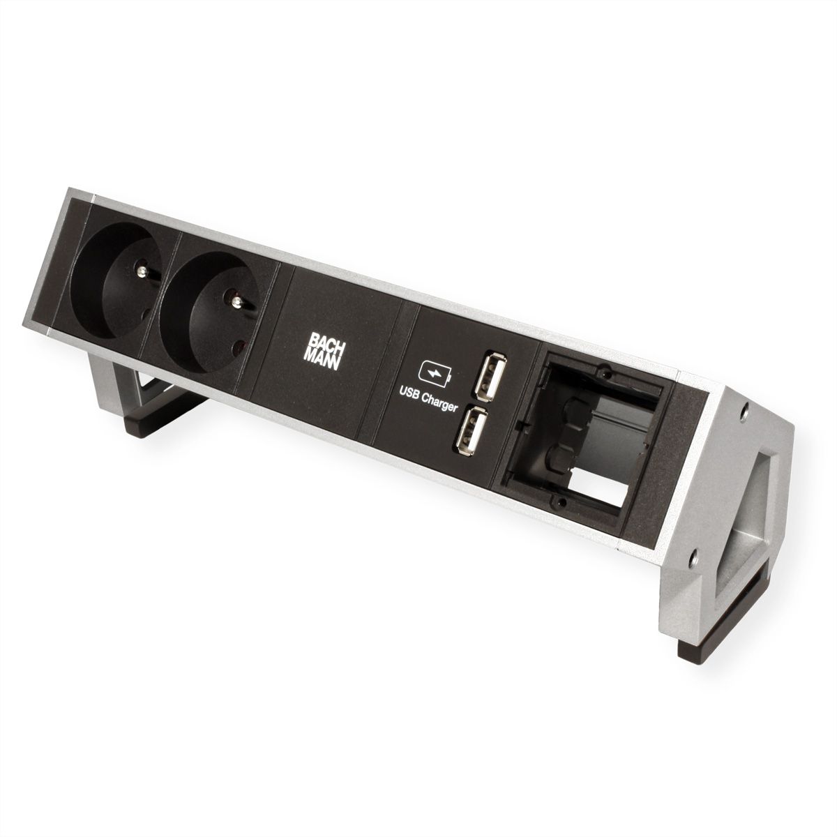 BACHMANN DESK2 2xUTE 35° 1xUSB Chargeur 1xCM Courant 0,2m GST18 Inox