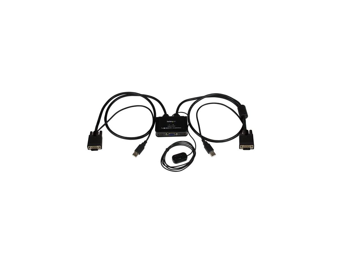 StarTech.com Switch KVM USB VGA à 2 ports - Commutateur KVM alimenté par USB avec câbles et commutateur à distance
