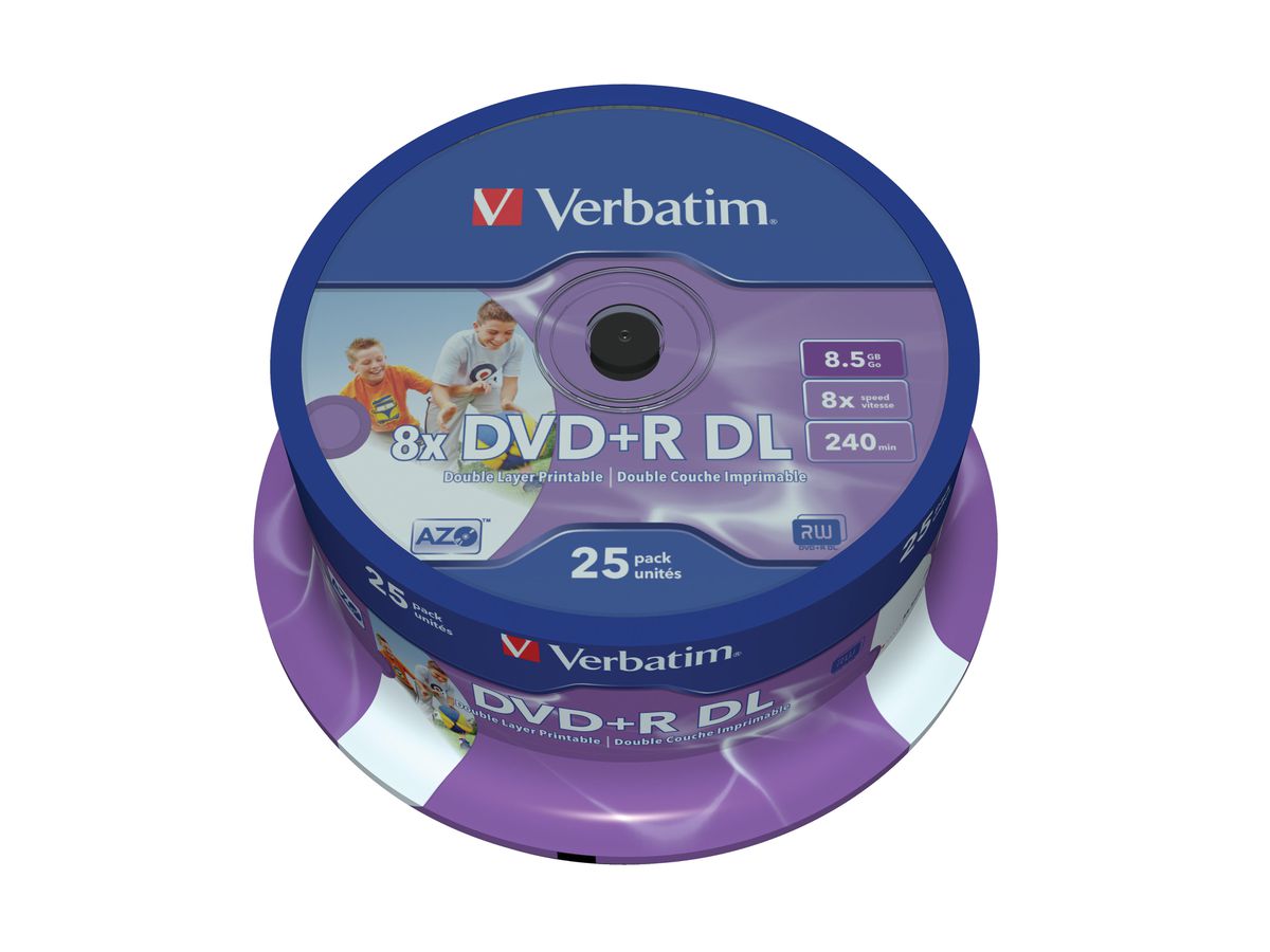 Verbatim DVD+R Double Layer Inkjet Printable 8x 8.5Go DVD+R DL 25pièce(s)