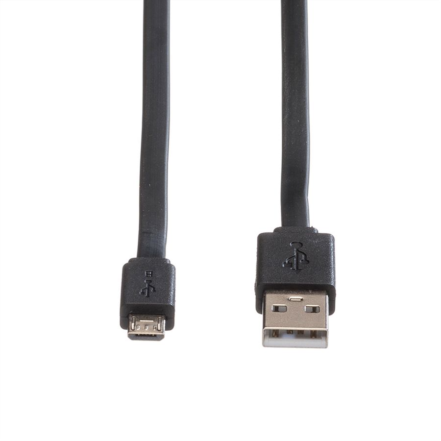 ROLINE Câble USB 2.0, USB A mâle - Micro USB B mâle, noir, 1 m