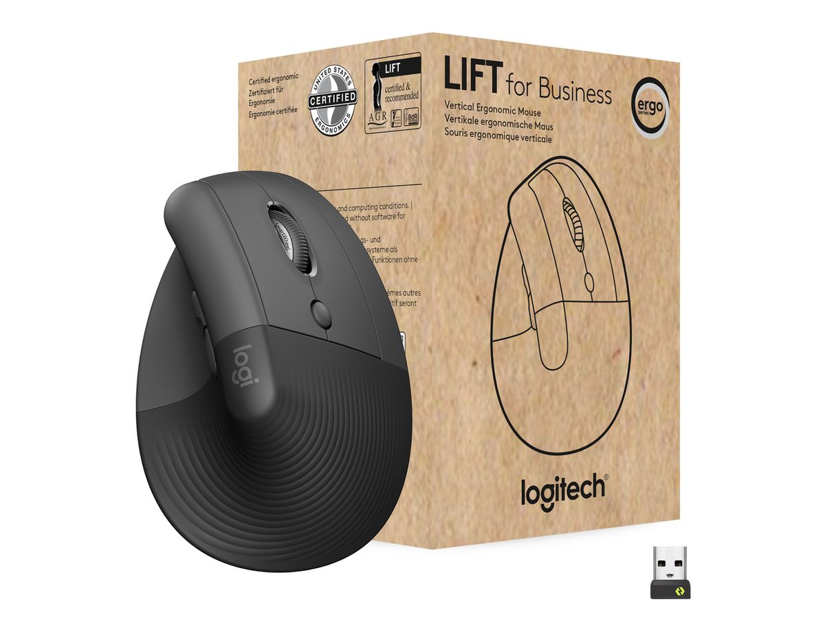 Logitech Lift for Business souris Droitier RF sans fil + Bluetooth Optique 4000 DPI