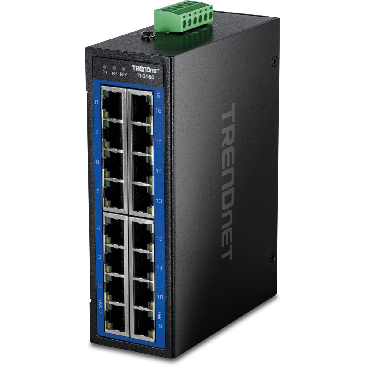 TRENDnet TI-G160 Switch Gigabit Industriel à 16 Ports, pour Rail DIN