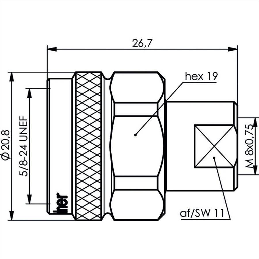TELEGÄRTNER Adaptateur N-mâle / FME-mâle
