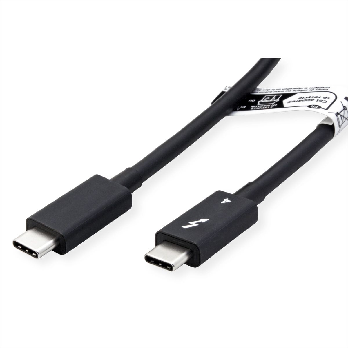 ROLINE Câble Thunderbolt™ 4 USB type C, M/M, 8K UHD-2, 40Gbit/s, 100W, passif, noir, 1 m