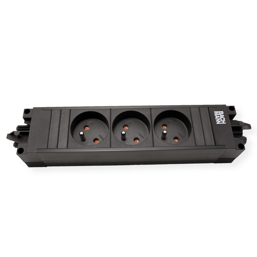 BACHMANN STEP BASE 3xUTE GST18, Fiche à contact de protection CEE 7/7 C19 0,5m, noir