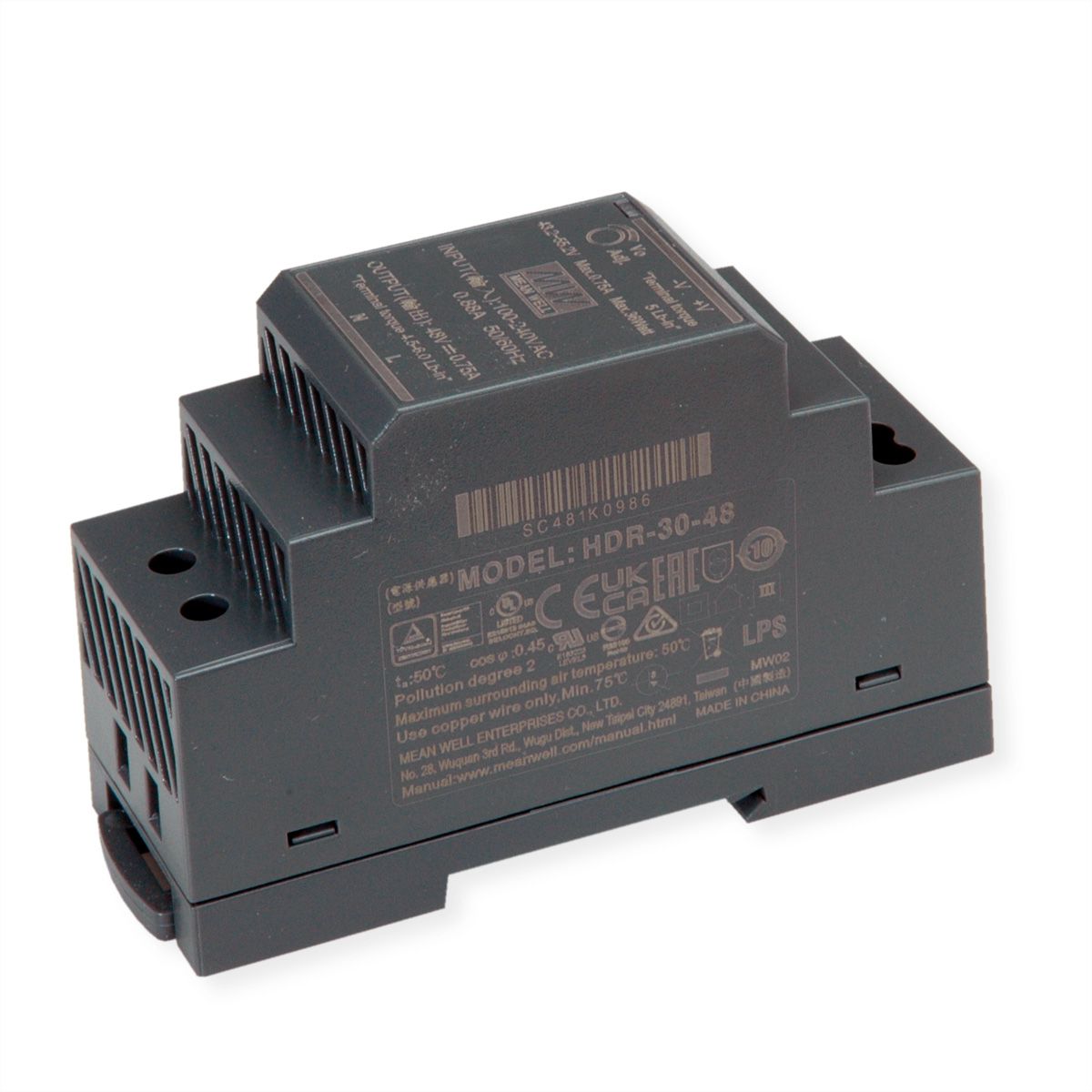 MEAN WELL HDR-30-48 Bloc d'alimentation sur rail DIN 30 W 48 V CC