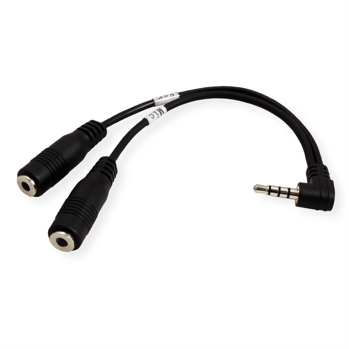 ROLINE Adaptateur 3,5mm 4pôles (1x M, 2x F), noir, 15 cm