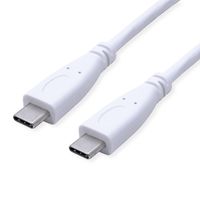 VALUE Câble USB 3.2 Gen 2, avec PD, C-C, M/M, 4K UHD-1, 10Gbit/s, Emark, 100W, blanc, 0,5 m