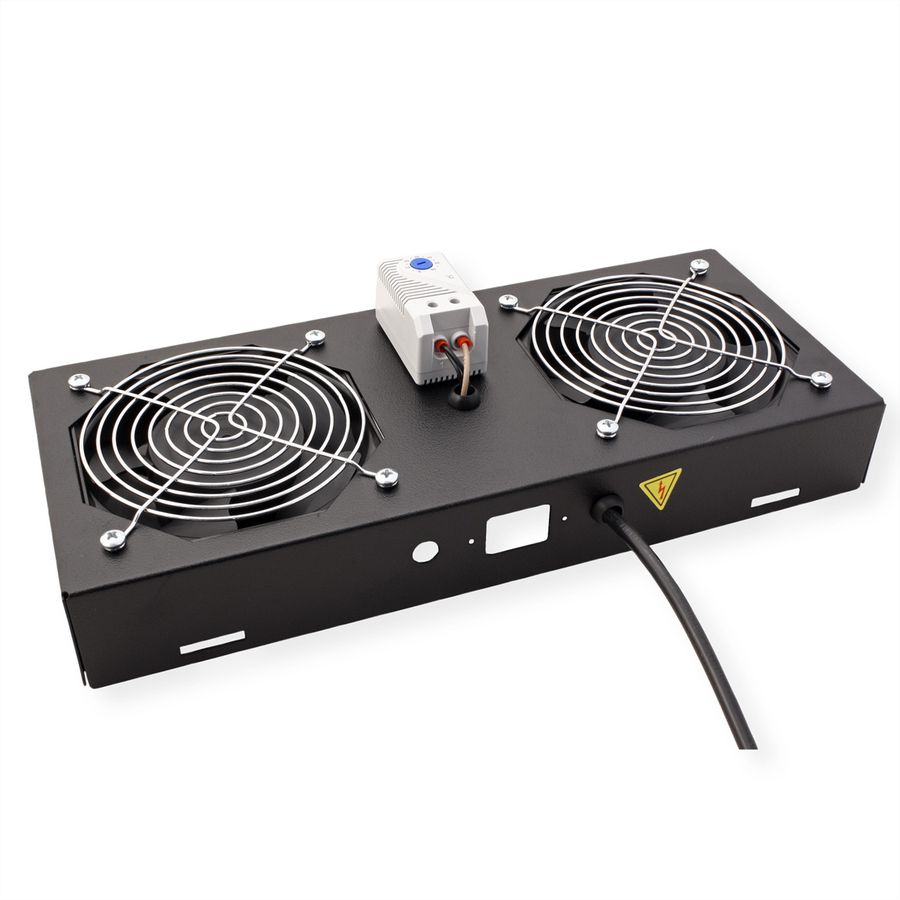 ROLINE Unité de ventilation 2 ventilateurs, thermostat , pour boîtier mural 19", noir