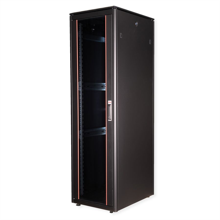 ROLINE 19" Baie réseau Pro 42U, 600x800 LxP Porte verre noir