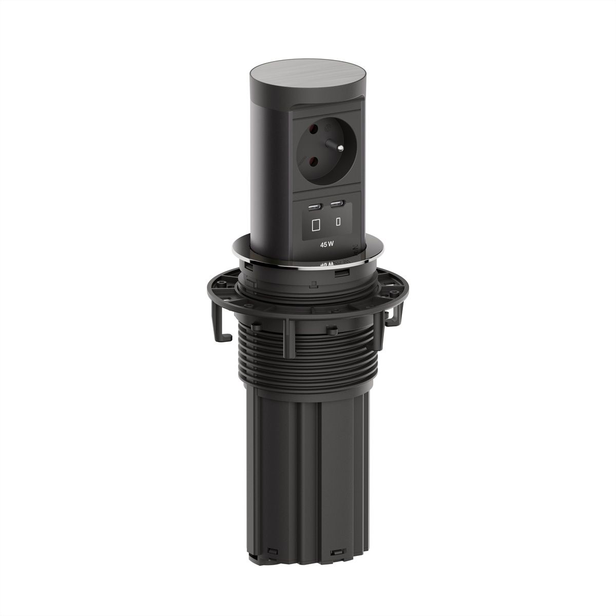 BACHMANN ELEVATOR2 1xUTE, 1xUSB C/C 45W aspect inox 2,0 m AEH