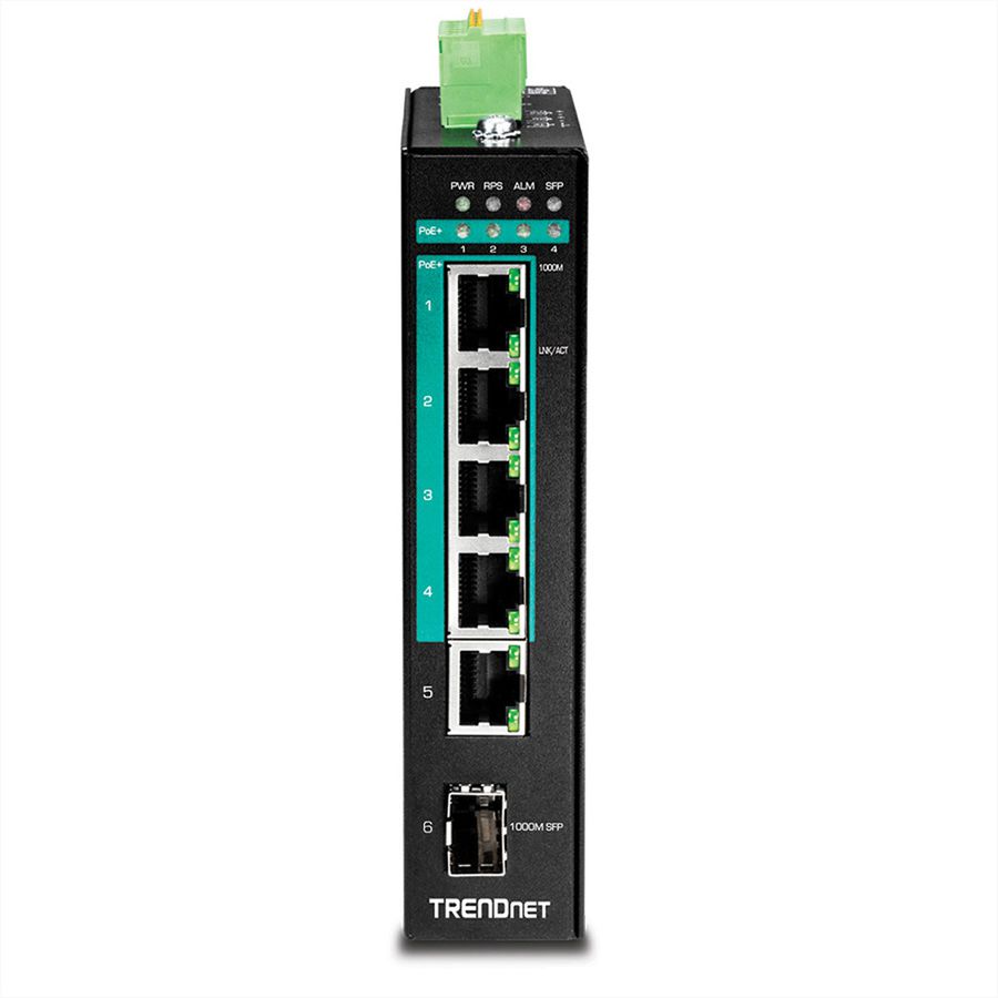 TRENDnet TI-PG541 Switch Gigabit industriel renforcé PoE+ Rail DIN à 5 ports