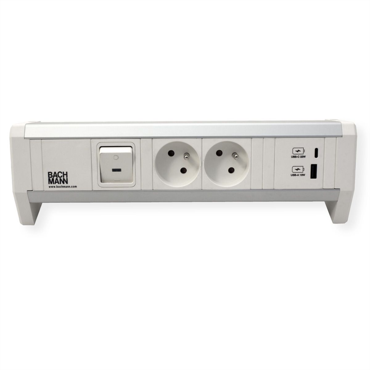 BACHMANN DESK 2xUTE 1xUSB A/C 22W 1xcommutateur GST18 RAL9010