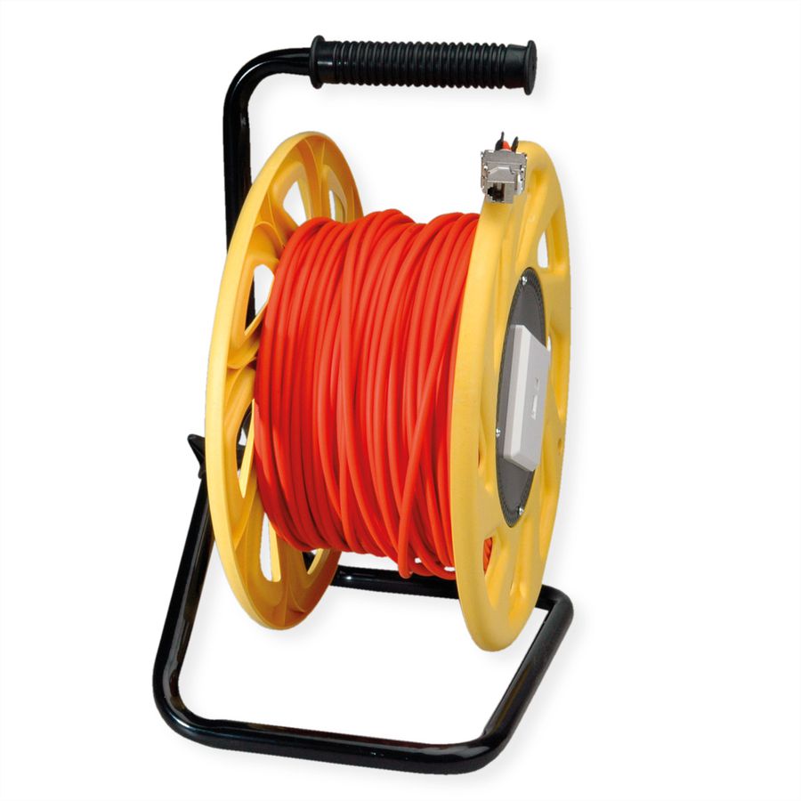 ROLINE Enrouleur de câble RJ-45 Cat.7, fils solides AWG26, connecteurs Cat.6A, orange, 60 m