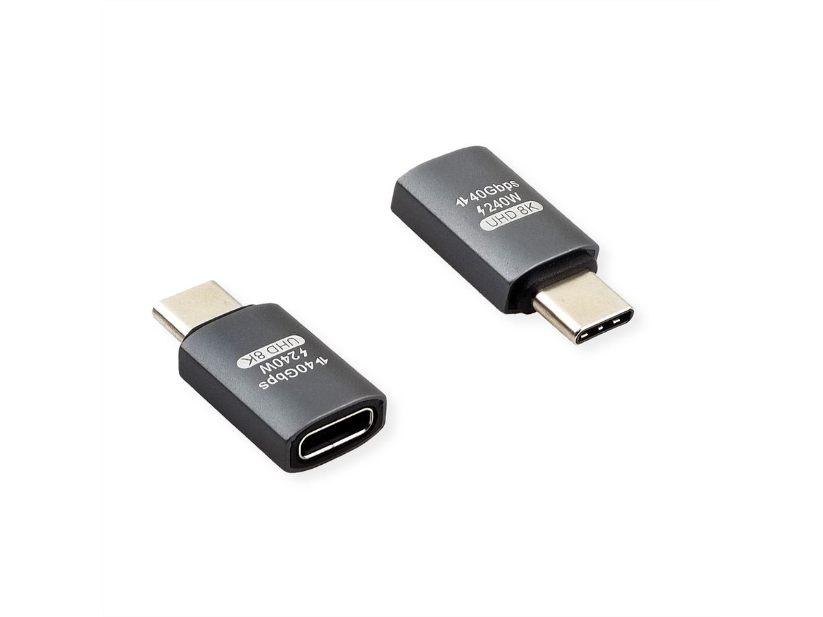 ROLINE Adaptateur USB4 Gen 3x2, Aluminium, Type C, M/F, argent