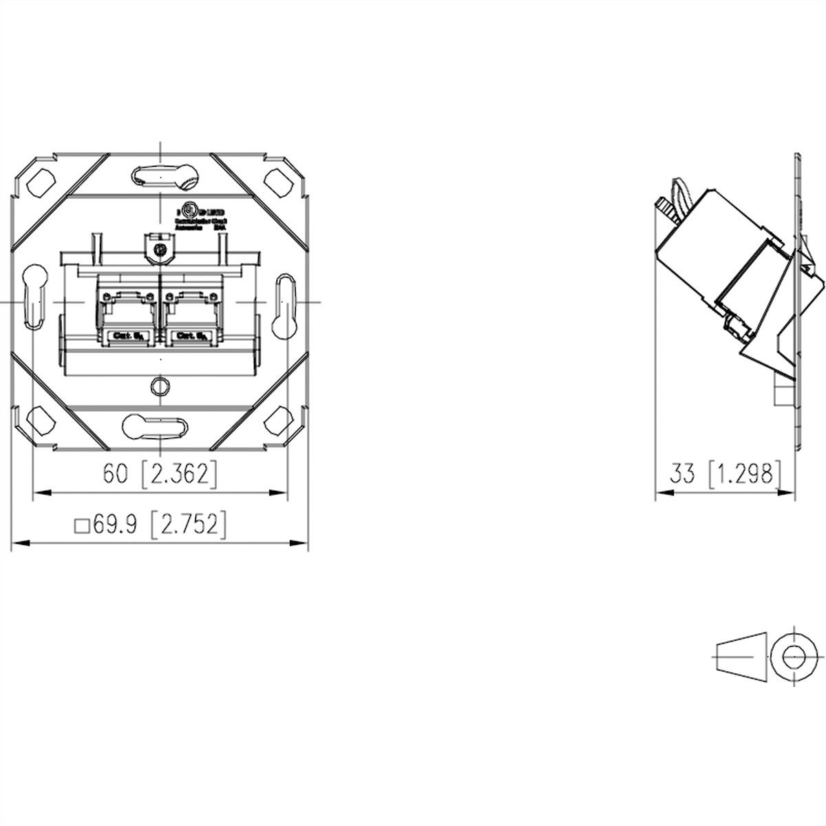 METZ CONNECT C6Amodul 2 port 180°M encastré sans cache