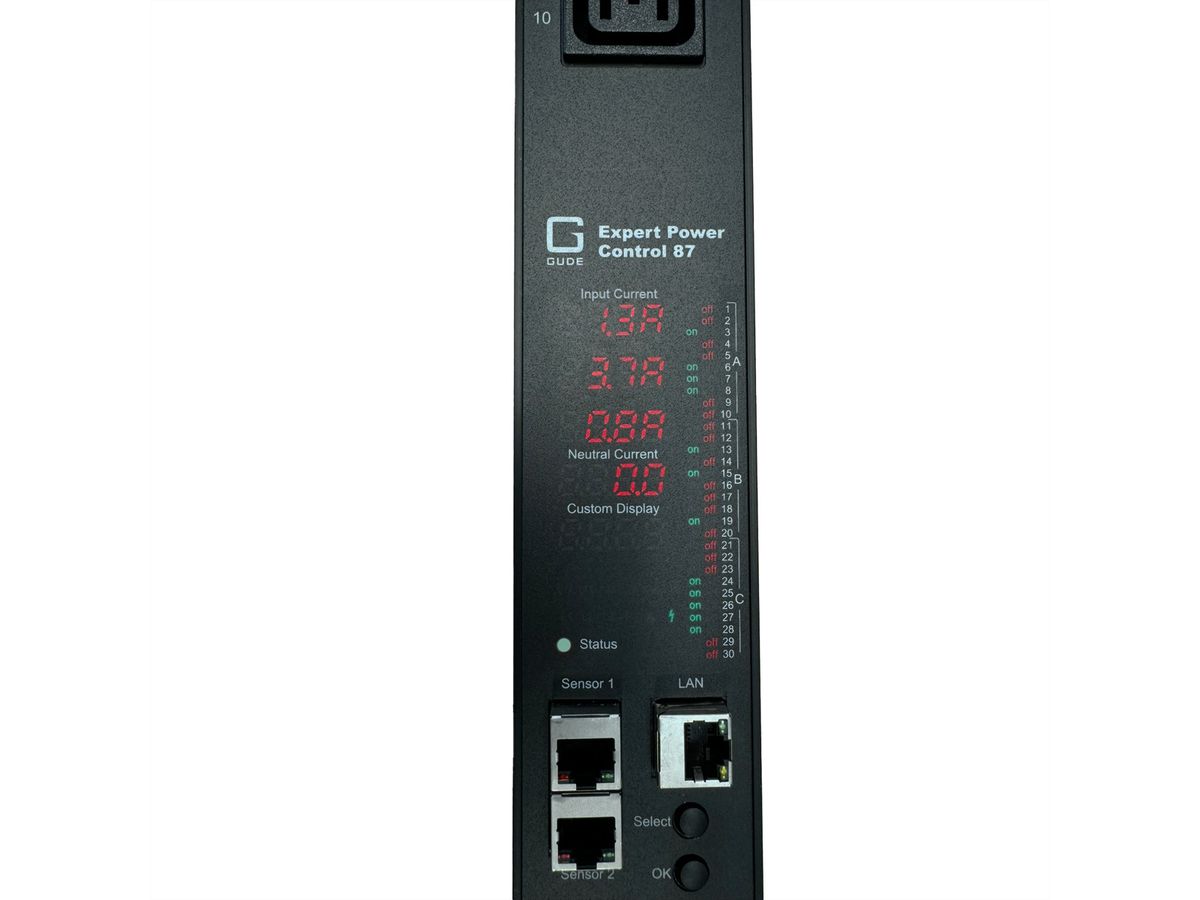 GUDE EPC 87-1310-18 PDU commutée et mesurée, 30 ports, verticale, noir, 170 cm