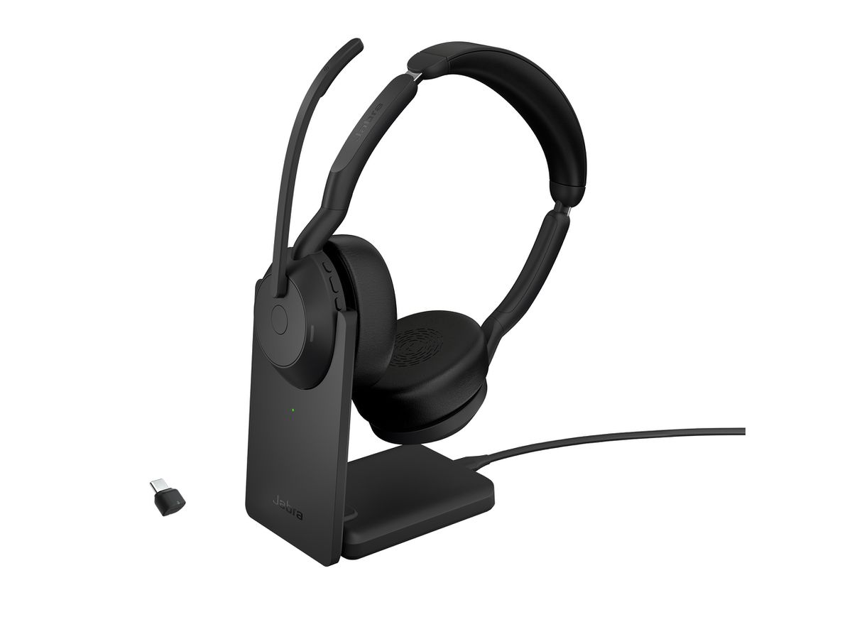 Jabra Evolve2 55 Casque Avec fil &sans fil Arceau Bureau/Centre d'appels Bluetooth Socle de chargement Noir