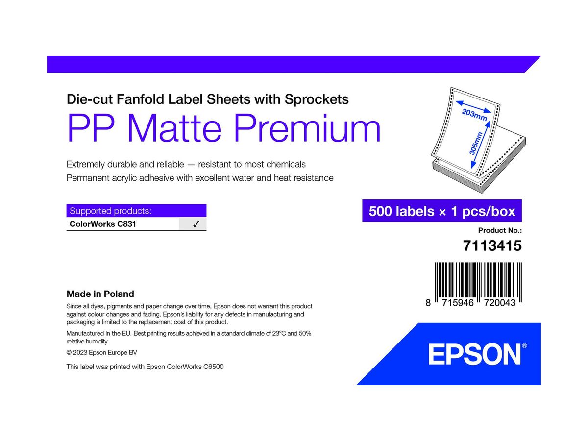 Epson 7113415 étiquette à imprimer Blanc Imprimante d'étiquette adhésive