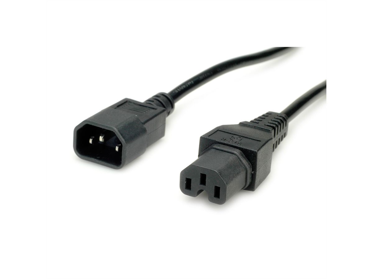 VALUE Câble IEC320/C14 M - C15 F, H05RN-F, noir, 1 m