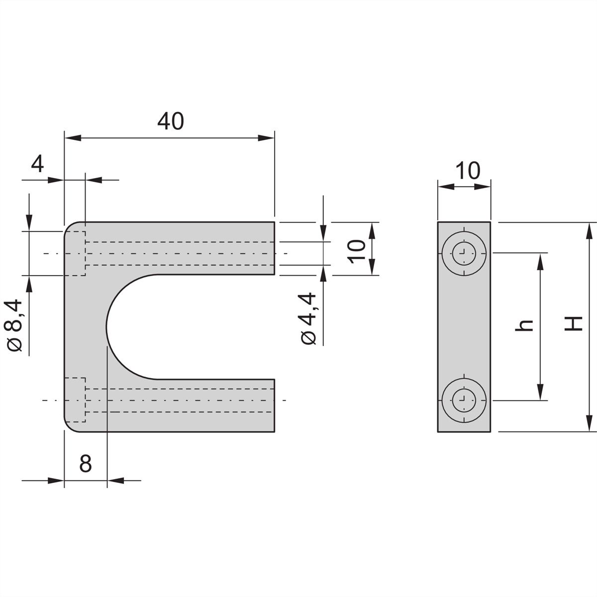SCHROFF MultipacPRO Poignée avant, en une pièce, largeur 10 mm, 1 U