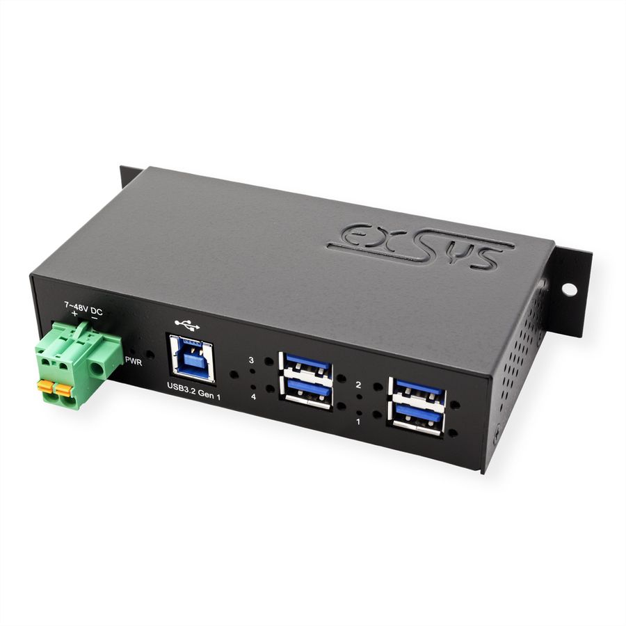 EXSYS EX-1185HMVS-2 Hub USB 3.2 Gen1 métal à 4 ports, protection de surtension 15KV ESD